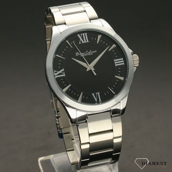 Zegarek męski BRUNO CALVANI srebrny z czarną tarczą BC9031. Zegarek męski z wyraźną czarną tarczą zegarka ze sreb Zegarek męski na stalowej bransolecie. Elegancki zegarek dla mężczyzny (2).jpg